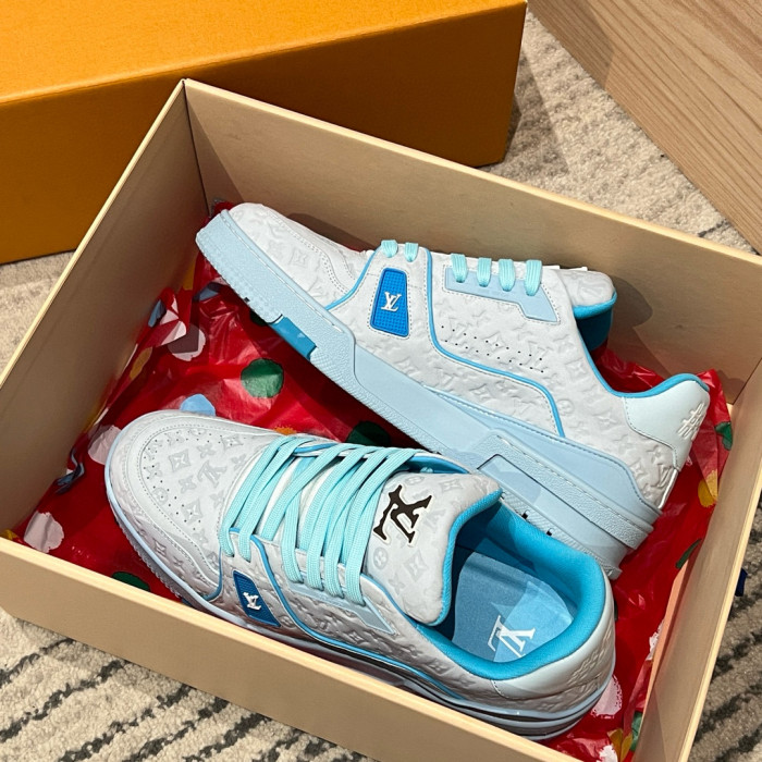 NIGO Louis Vuitton Trainer Men's Clashing Colours Round Toe Leather Lace Up Low Top Board Shoes #nigo99442