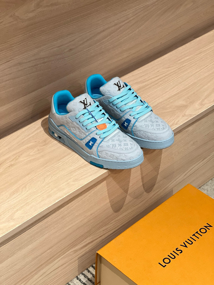 NIGO Louis Vuitton Trainer Men's Clashing Colours Round Toe Leather Lace Up Low Top Board Shoes #nigo99442