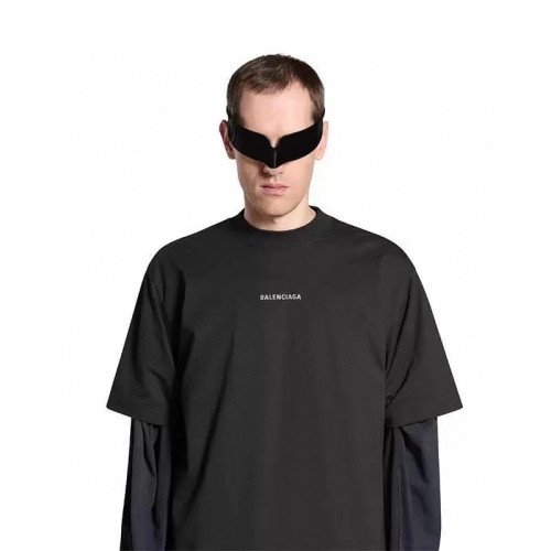 NIGO Balenciaga Tape Type Double Front Men's Summer Black Vintage Plain Knit Large Silhouette Short Sleeve T-Shirt #nigo99438