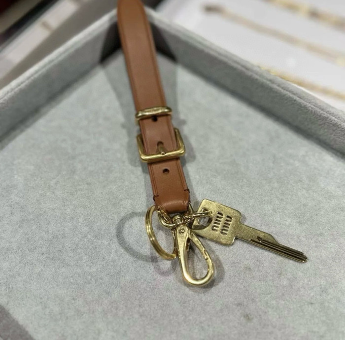 NIGO MiuMiu Women's Solid Colour Leather Keychain Bag Charm #nigo99437