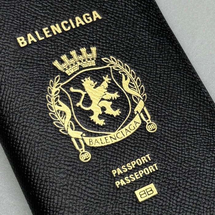 NIGO Balenciaga Black Gold Luxury Leather Passport Case Bag  Bags #nigo99432