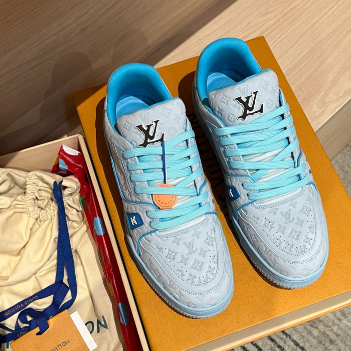 NIGO Louis Vuitton Trainer Men's Clashing Colours Round Toe Leather Lace Up Low Top Board Shoes #nigo99442