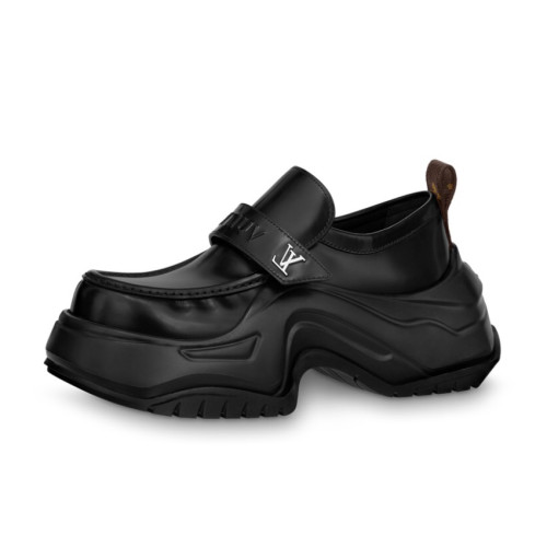 NIGO Louis Vuitton Archlight 2.0 Platform Women's Black Leather Velcro Loafers Shoes #nigo99436