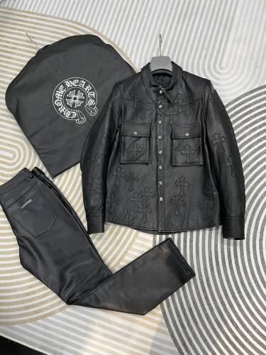 NIGO Chrome Hearts Men's Autumn and Winter Black Sheepskin Single Breasted Lapel Long Sleeve Jacket #nigo99454
