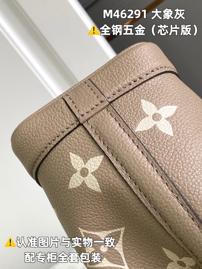 NIGO Louis Vuitton Women's Letter Logo Printed Drawstring Closure Embossed Grained Cowhide Bucket Shoulder Crossbody Bag Bags #nigo99453
