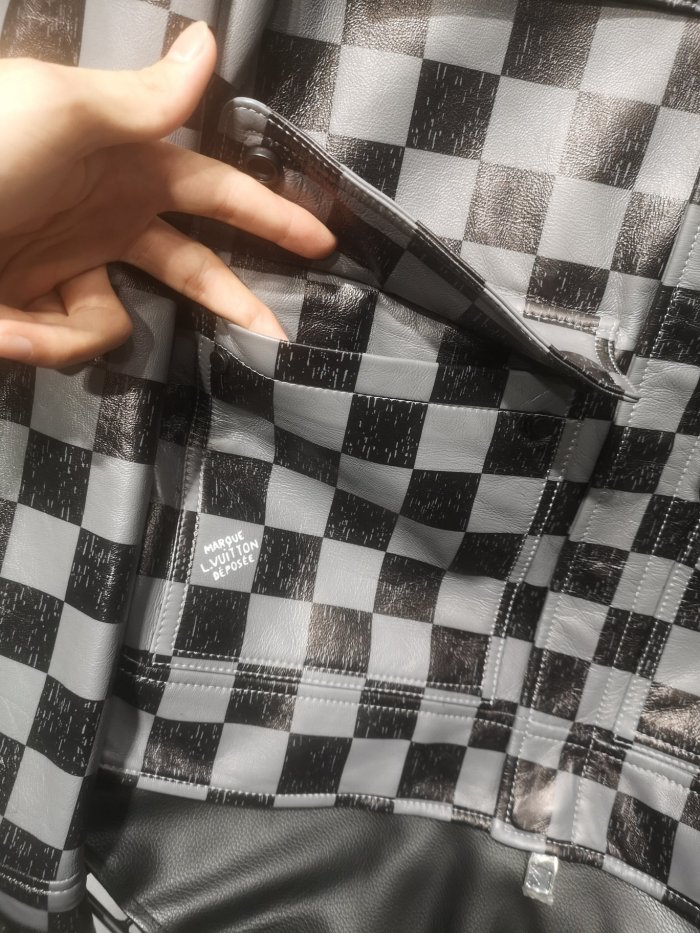 NIGO Louis Vuitton Men's Fall And Winter Casual Colorblocking Checkerboard Leather Jacket Letter Logo Temperament Jacket #nigo6238