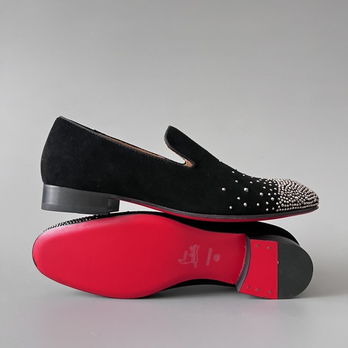 NIGO Christian Louboutin Men's Four Seasons Fashion Black Gentlemen's Leather Shoes Cowhide Diamond Low Top Round Head Casual Shoes Ngvp #nigo8311