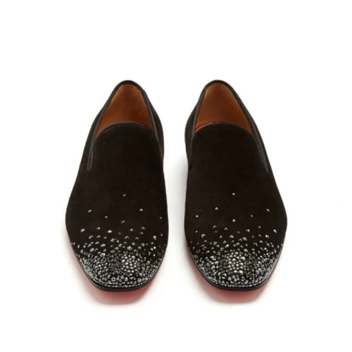 NIGO Christian Louboutin Men's Four Seasons Fashion Black Gentlemen's Leather Shoes Cowhide Diamond Low Top Round Head Casual Shoes Ngvp #nigo8311