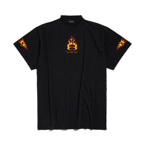 NIGO Balenciaga Men's Summer Burning Unity Light Black Vintage Plain Knit Large Silhouette Short Sleeve T-Shirt #nigo99486