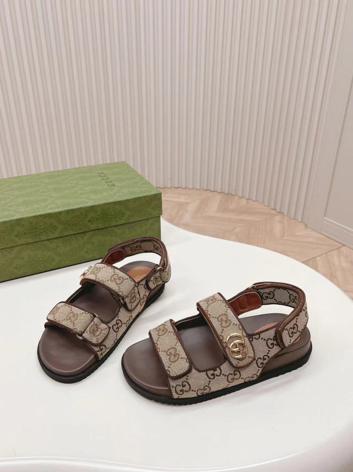 NIGO Gucci Women's Summer Brown Velcro Open Toe Beach Sandals Shoes #nigo99487