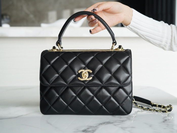 NIGO Chanel Trendy CC Women's Black Diamond Pattern Sheepskin Chain Shoulder Handbag Bag Bags #nigo99478