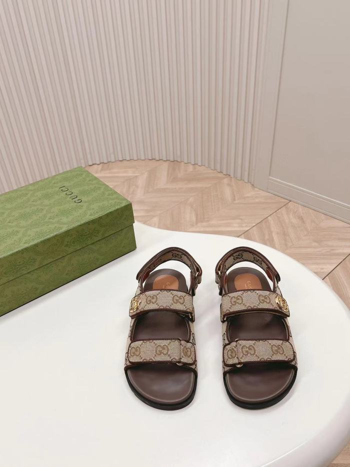 NIGO Gucci Women's Summer Brown Velcro Open Toe Beach Sandals Shoes #nigo99487