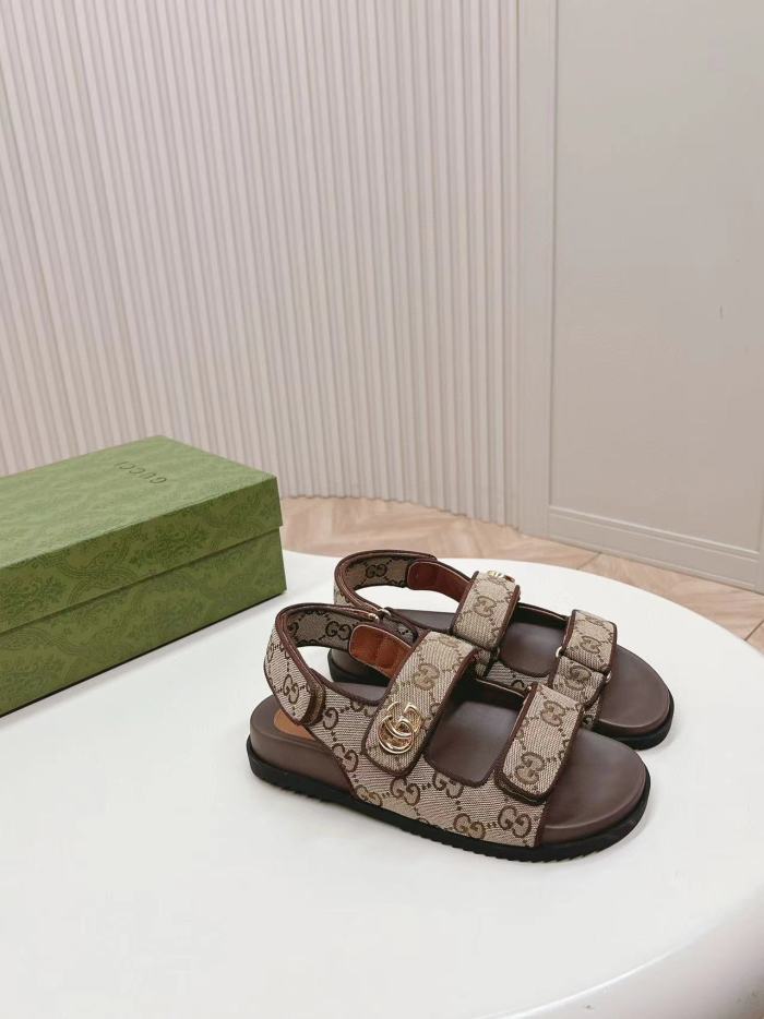 NIGO Gucci Women's Summer Brown Velcro Open Toe Beach Sandals Shoes #nigo99487