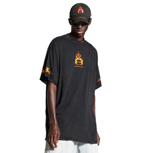 NIGO Balenciaga Men's Summer Burning Unity Light Vintage Plain Knit Large Silhouette Short Sleeve T-Shirt #nigo99488