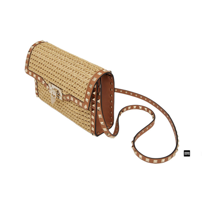 NIGO Valentino Women's Four Seasons Raffia Leather Crossbody Bag Rivet Colorblocking Casual Handbag Ngvp #nigo8316