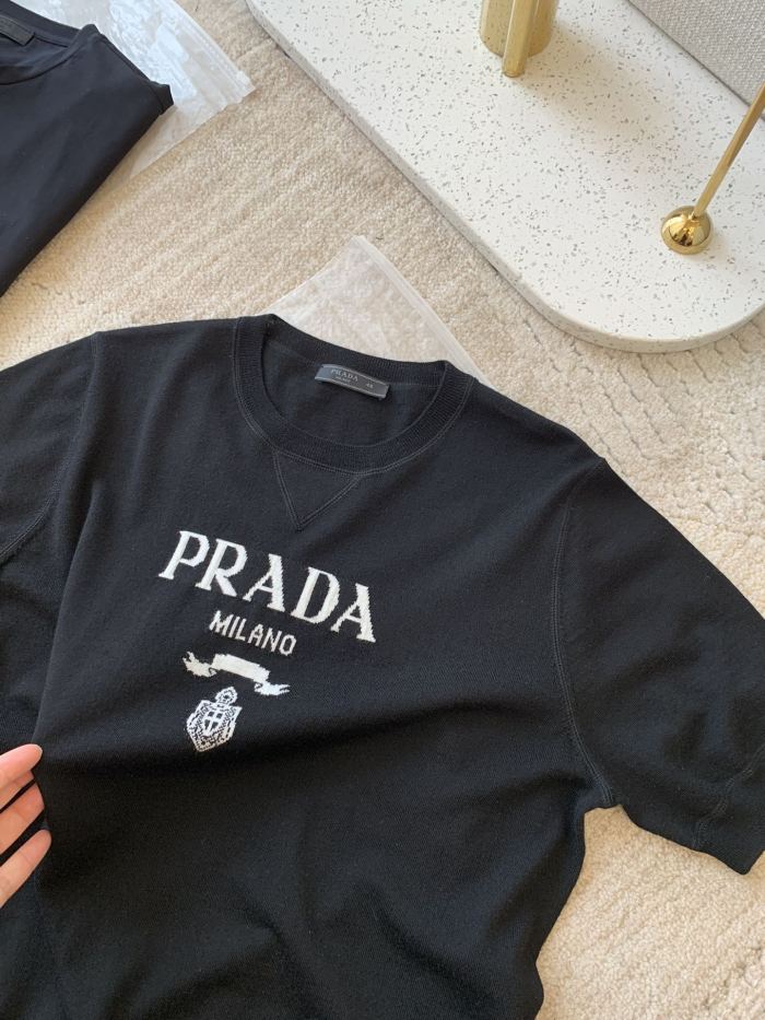 NIGO Prada Men's Summer Dark Blue Letter Print Round Neck Cotton Short Sleeve T-Shirt #nigo99512