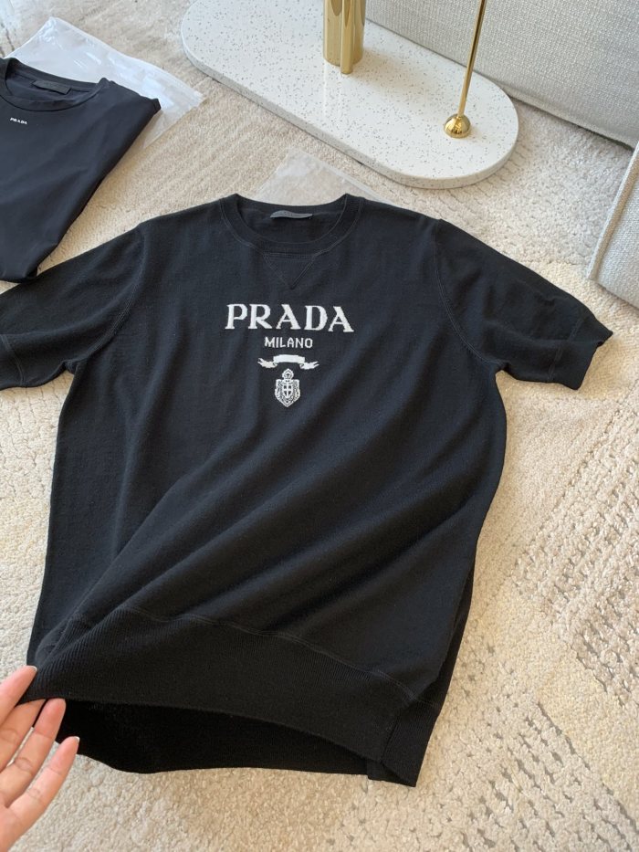 NIGO Prada Men's Summer Dark Blue Letter Print Round Neck Cotton Short Sleeve T-Shirt #nigo99512