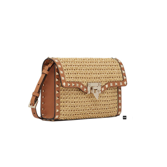 NIGO Valentino Women's Four Seasons Raffia Leather Crossbody Bag Rivet Colorblocking Casual Handbag Ngvp #nigo8316
