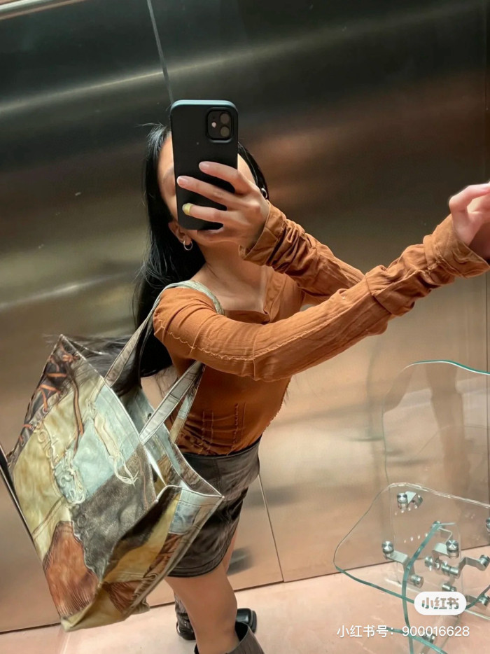 NIGO Acne Studios Women‘s Denim Fabric Vintage Old Logo Embossed Canvas Tote Shopping Bag Bags #nigo99526