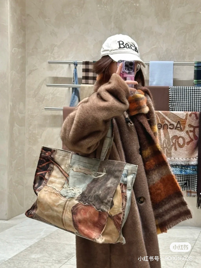 NIGO Acne Studios Women‘s Denim Fabric Vintage Old Logo Embossed Canvas Tote Shopping Bag Bags #nigo99526