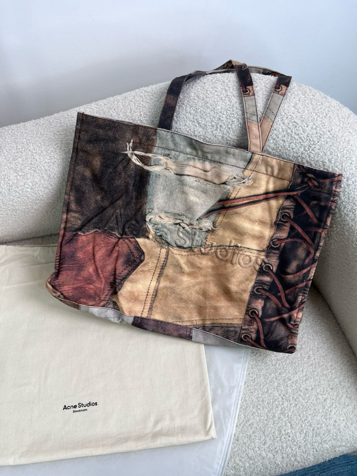 NIGO Acne Studios Women‘s Denim Fabric Vintage Old Logo Embossed Canvas Tote Shopping Bag Bags #nigo99526