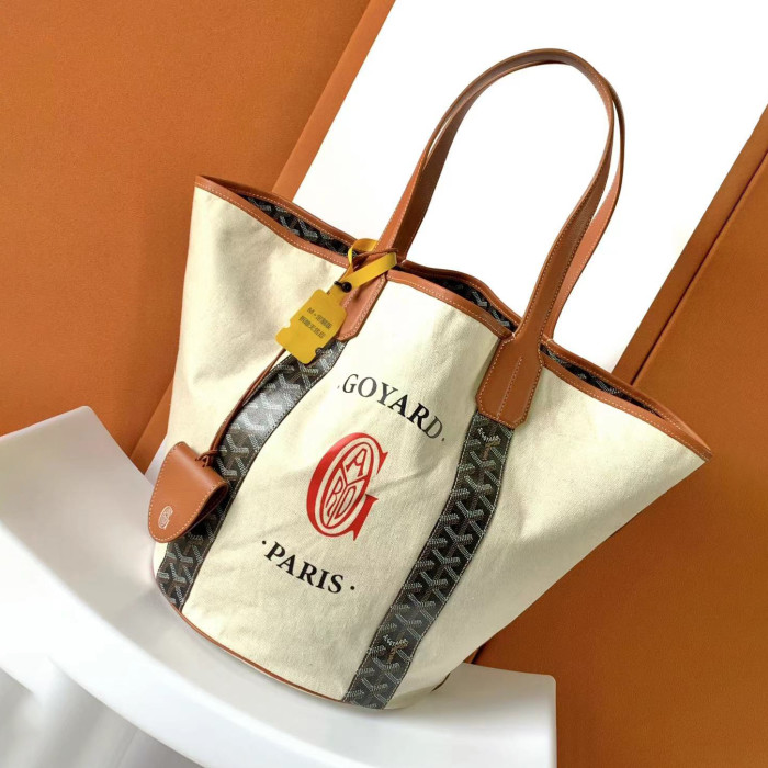 NIGO GOYARD Women's Double-sided Two-colour Old Flower Full Print Leather Handle Cotton Cowhide Shoulder Handbag Bag Bags #nigo99528