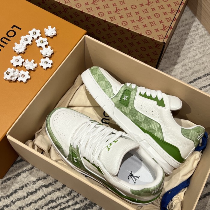 NIGO Louis Vuitton Men's and Women's Round Toe Thick Bottom Lace Up Low Top Board Shoes Leather Shoes #nigo99536