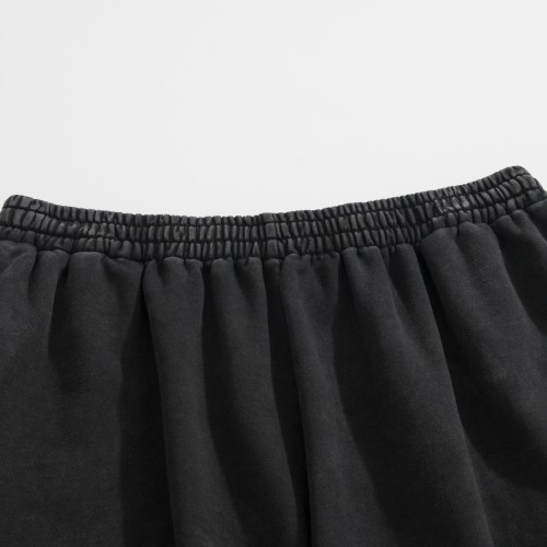 NIGO Balenciaga Men's Summer Flame Letter Black Stretch Mid Waist Cotton Shorts Pants #nigo99535