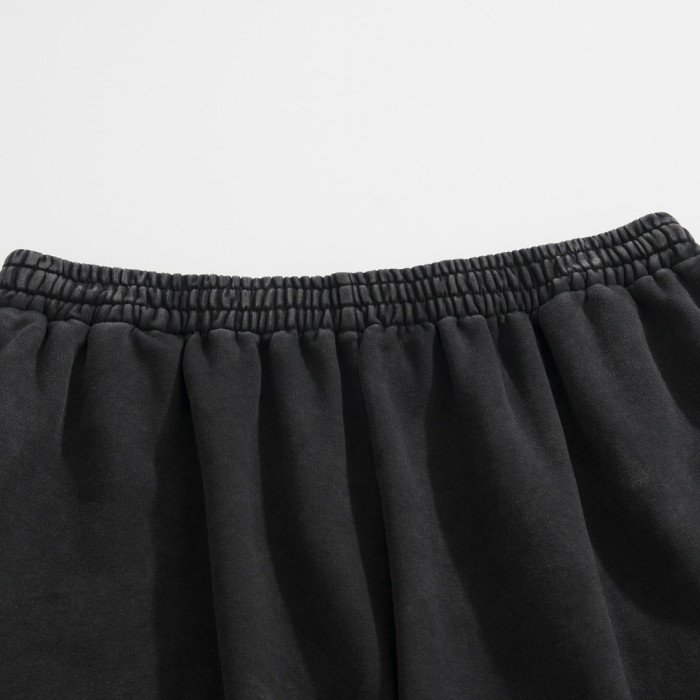 NIGO Balenciaga Men's Summer Flame Letter Black Stretch Mid Waist Cotton Shorts Pants #nigo99535