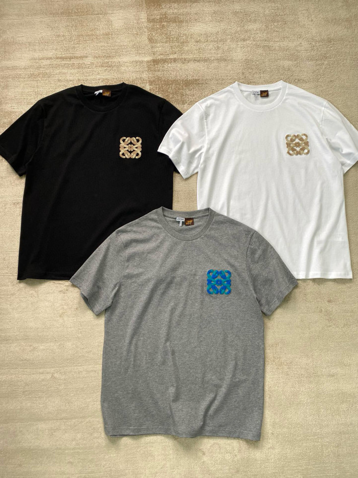 NIGO Loewe Men's Summer Solid Colour Wool Embroidery Logo Loose Round Neck Short Sleeve T-Shirt #nigo99472