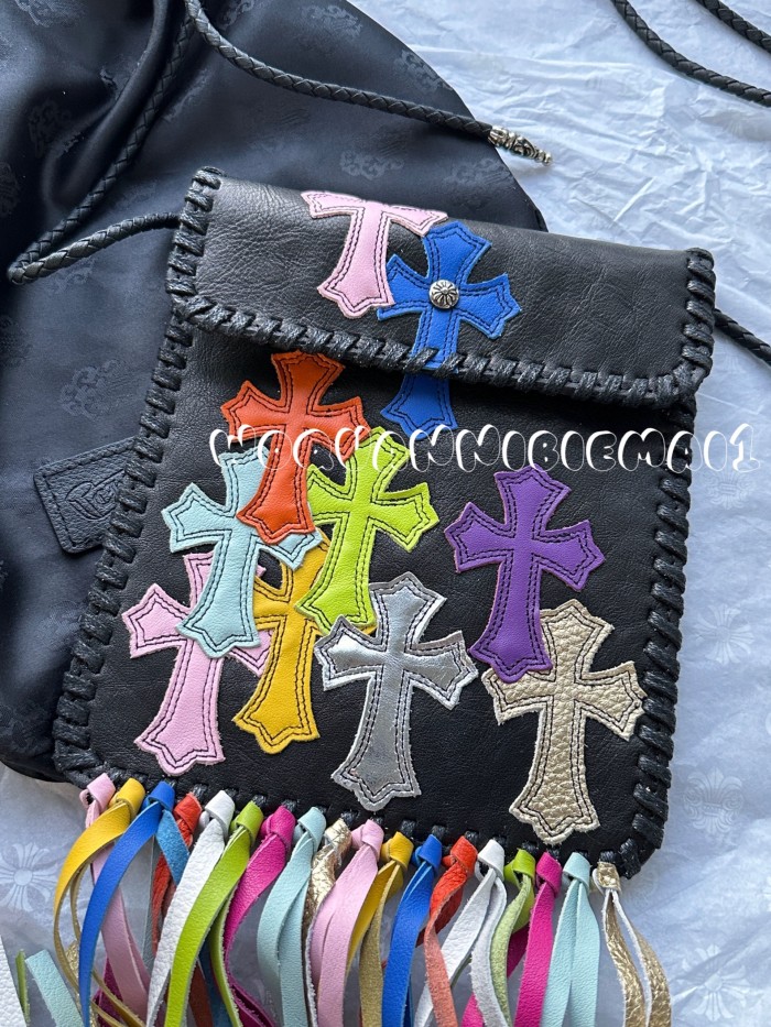 NIGO Chrome Hearts Women's Cross Labelled Tassel Cowhide Leather Crossbody Shoulder Bag Bags #nigo99549