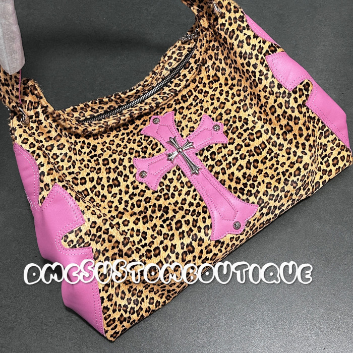 NIGO Chrome Hearts Women's Leopard Print Cowhide Leather Shoulder Crossbody Bag Bags #nigo99543