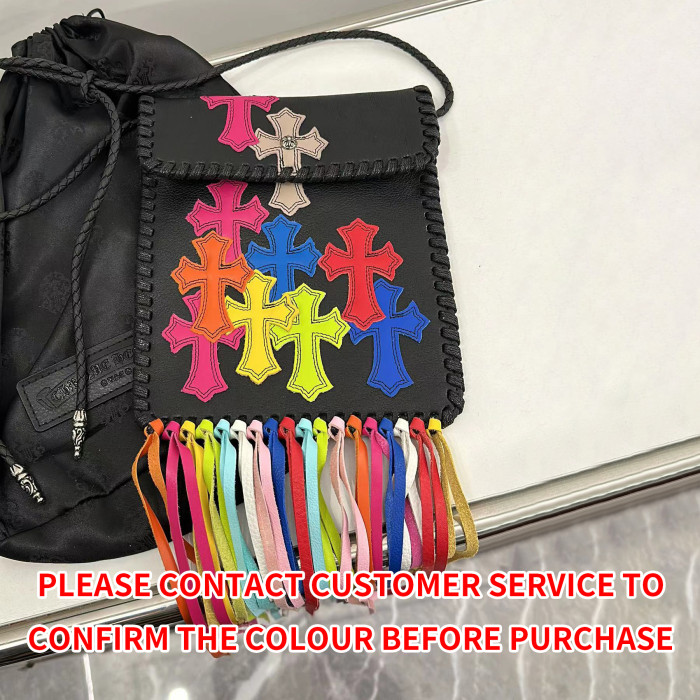 NIGO Chrome Hearts Women's Cross Labelled Tassel Cowhide Leather Crossbody Shoulder Bag Bags #nigo99549