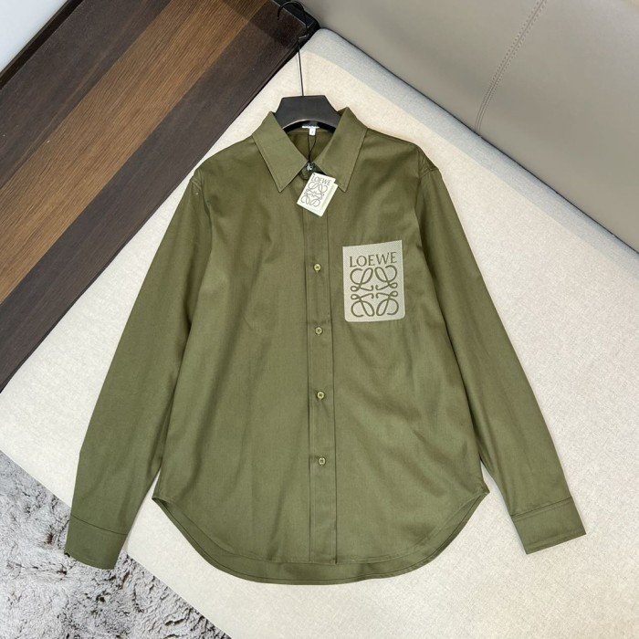 NIGO Loewe Men's Spring and Autumn Solid Color Single Breasted Lapel Long Sleeve Shirt #nigo99552
