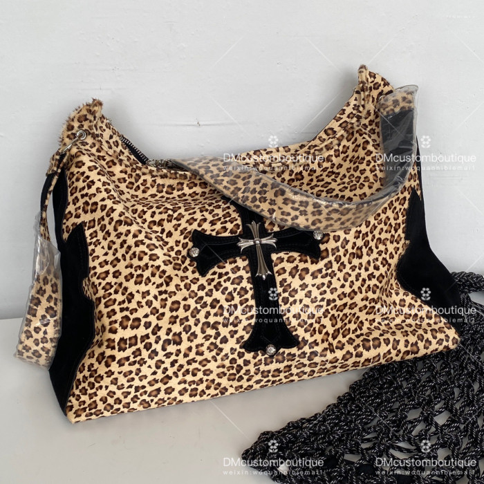 NIGO Chrome Hearts Women's Leopard Print Cowhide Leather Shoulder Crossbody Bag Bags #nigo99543