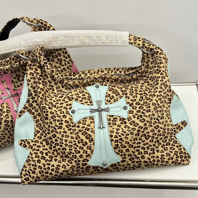 NIGO Chrome Hearts Women's Leopard Print Cowhide Leather Shoulder Crossbody Bag Bags #nigo99543