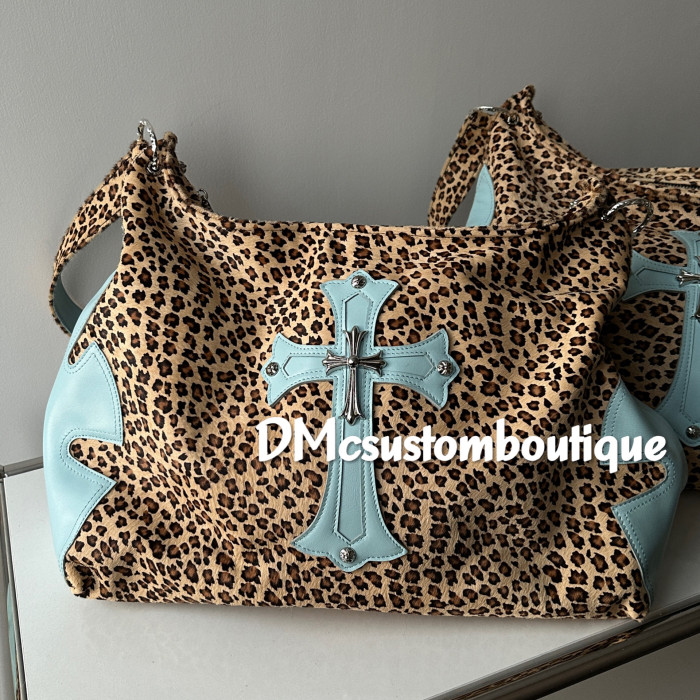 NIGO Chrome Hearts Women's Leopard Print Cowhide Leather Shoulder Crossbody Bag Bags #nigo99543