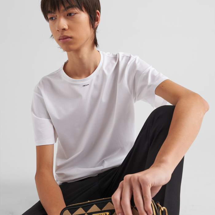 NIGO Prada Men's Spring/Summer Fashion Letter Logo Solid Color T-shirt Short sleeved Round Neck Casual Loose Comfortable Top  #nigo99576