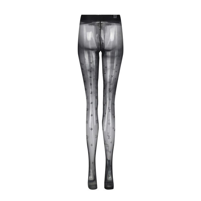 NIGO Louis Vuitton Women's Logo Jacquard Flocking Fabric Black Stocking Socks #nigo99572