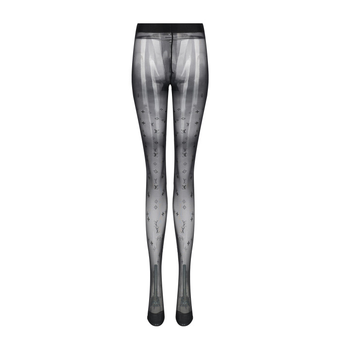 NIGO Louis Vuitton Women's Logo Jacquard Flocking Fabric Black Stocking Socks #nigo99572