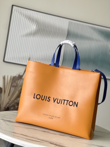 NIGO Louis Vuitton Shopper Women's Orange Monogram Printed Cowhide Leather Medium Handbag Tote Bag Bags #nigo99583