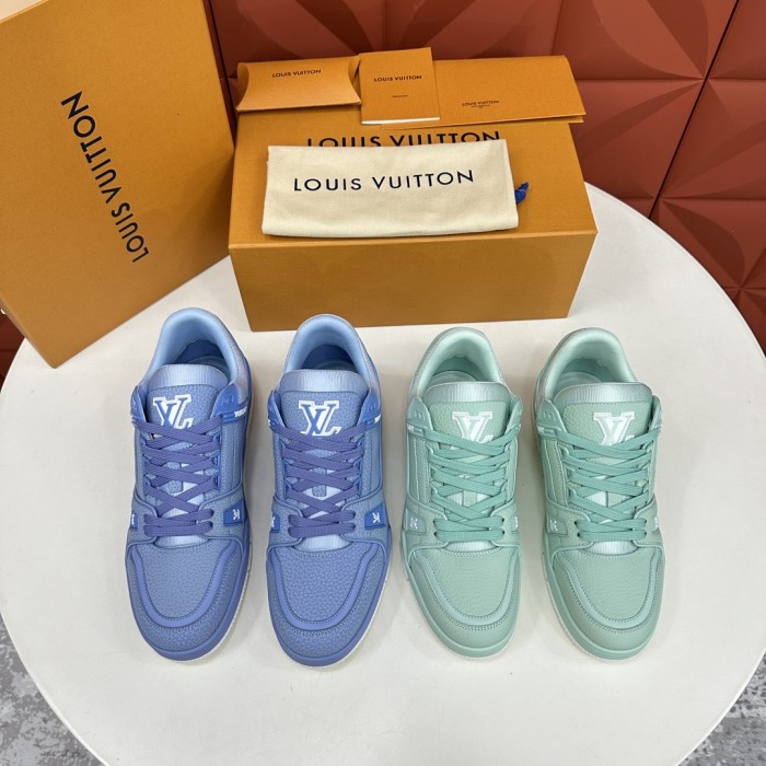 NIGO Louis Vuitton Men's Round Toe Thick Bottom Lace Up Low Top Board Shoes Leather Shoes #nigo99615