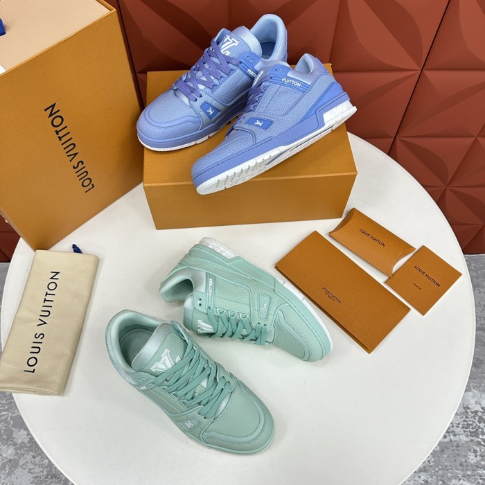 NIGO Louis Vuitton Men's Round Toe Thick Bottom Lace Up Low Top Board Shoes Leather Shoes #nigo99615