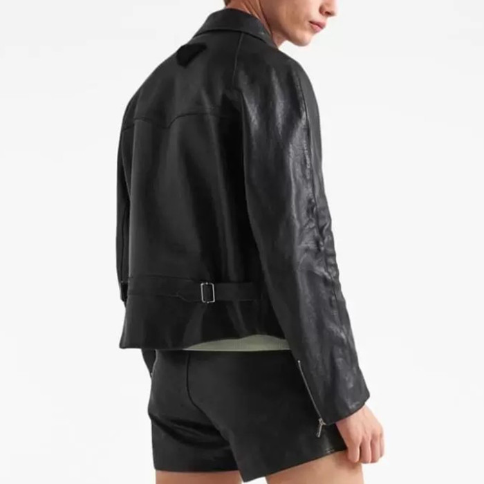 NIGO Prada Men's autumn and winter slim fit fashionable cowhide jacket long sleeved lapel zippered jacket #nigo71225