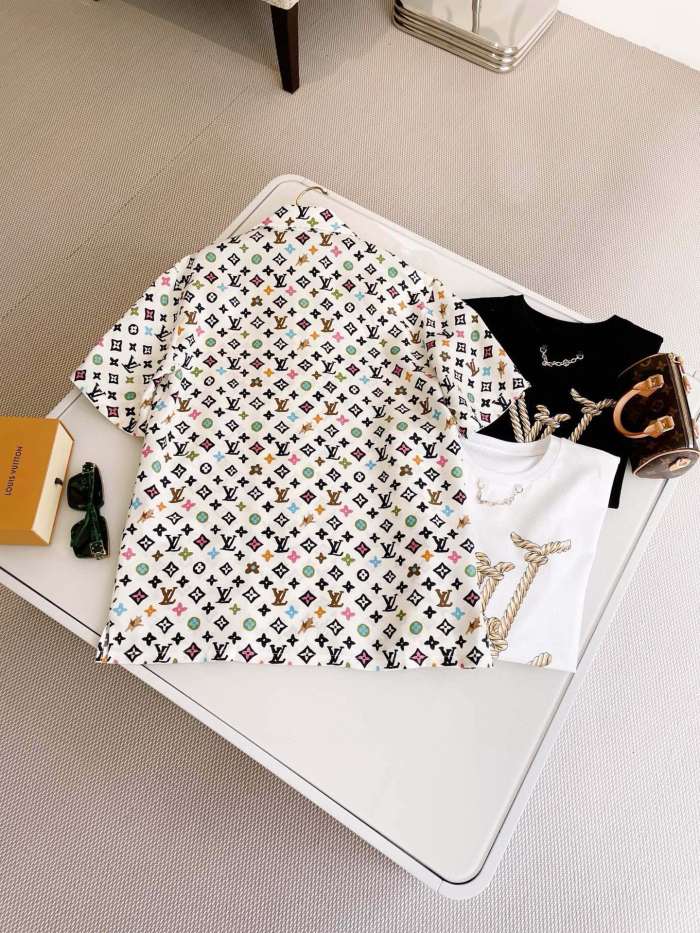 NIGO Louis Vuitton Men's Summer Logo Full Print Single Breasted Silk Short Sleeve Shirt #nigo99595