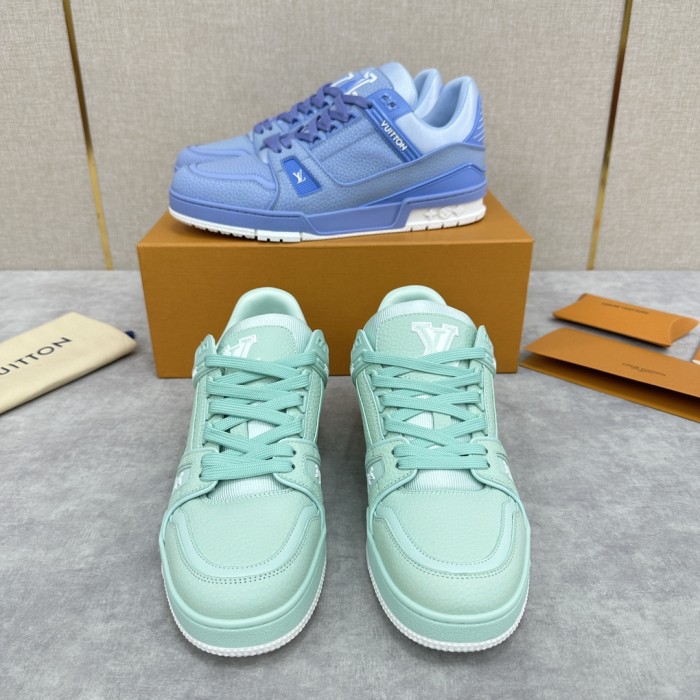 NIGO Louis Vuitton Men's Round Toe Thick Bottom Lace Up Low Top Board Shoes Leather Shoes #nigo99615