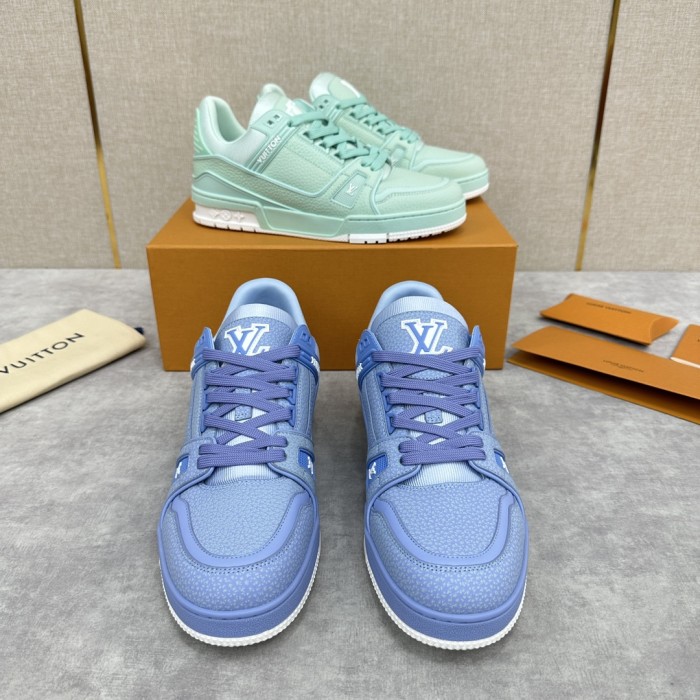 NIGO Louis Vuitton Men's Round Toe Thick Bottom Lace Up Low Top Board Shoes Leather Shoes #nigo99615