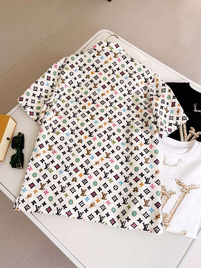 NIGO Louis Vuitton Men's Summer Logo Full Print Single Breasted Silk Short Sleeve Shirt #nigo99595