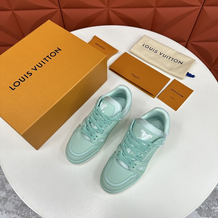 NIGO Louis Vuitton Men's Round Toe Thick Bottom Lace Up Low Top Board Shoes Leather Shoes #nigo99615