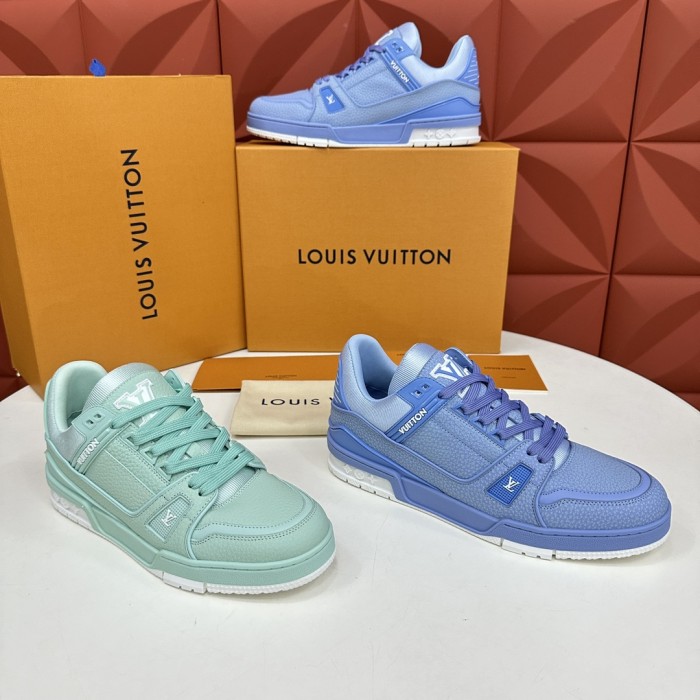 NIGO Louis Vuitton Men's Round Toe Thick Bottom Lace Up Low Top Board Shoes Leather Shoes #nigo99615
